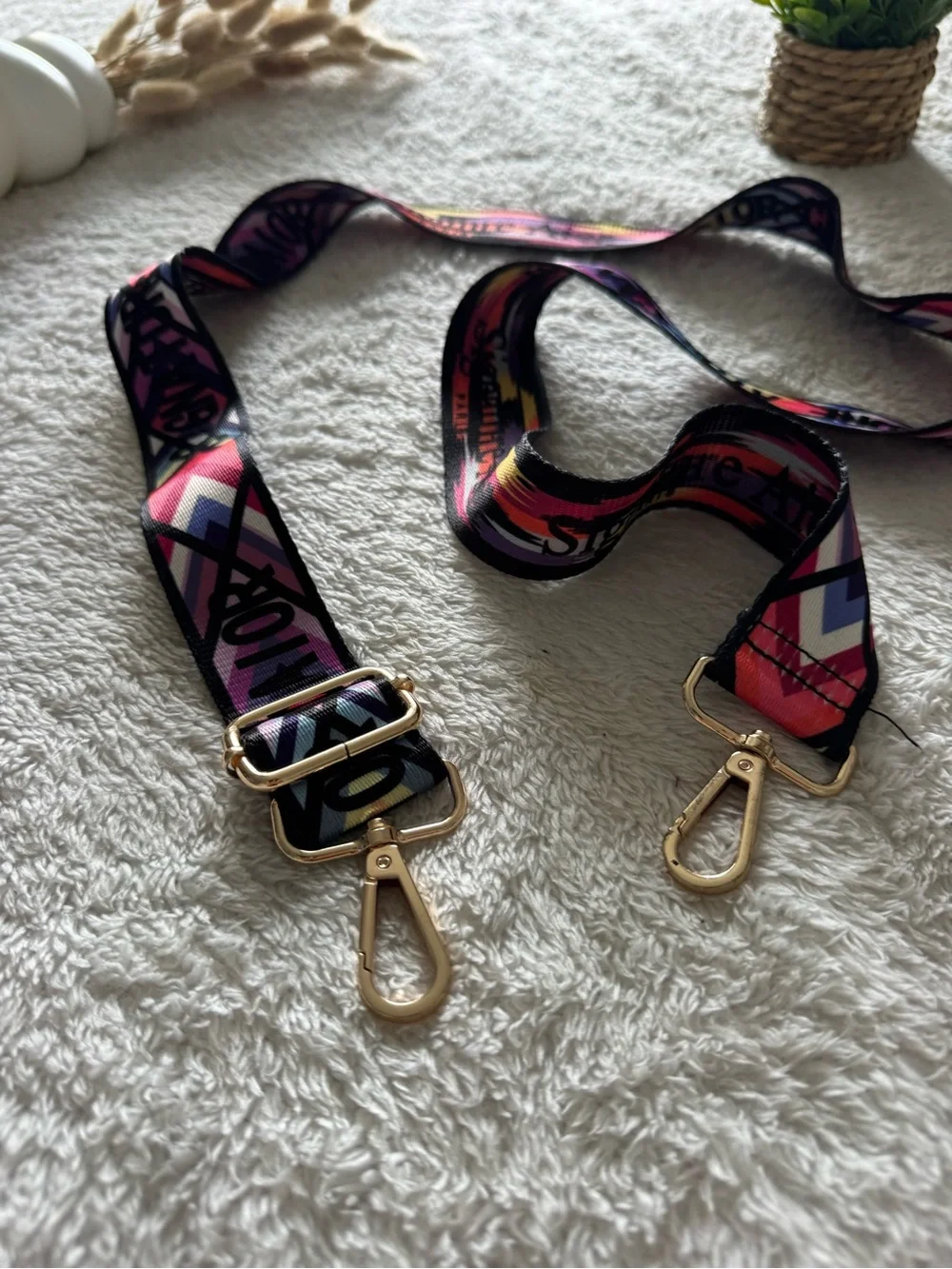 Colorful Adjustable Replacement Crossbody Bag Strap with Gold Clips